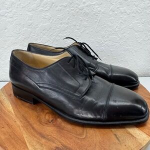 Bally Rogers Mens 11 EEE Black Leather Cap Toe Oxford Dress Shoes Italy